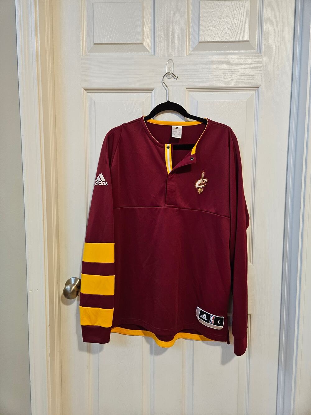 Adidas Cleveland Cavaliers Long Sleeve Warm Up Shirt Jersey Style NBA Size L